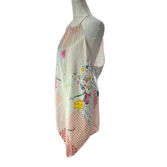 VICTORIA'S SECRET Women Hankerchief Chemise Size L Patchwork Butterfly 35-6 - Picture 5 of 12